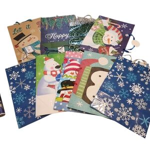 Holiday Gift Wrap Set - 8 LG Bags, 4 SM Bags, 2 Rolls Of Gift Wrap, 26 Bows